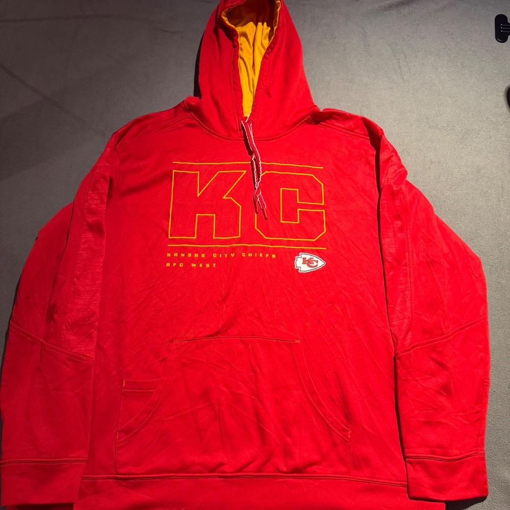 NFL Team Apparel Kansas City Chiefs AFC West Hoodie Red Mens 2XL XXL Sweatshirt